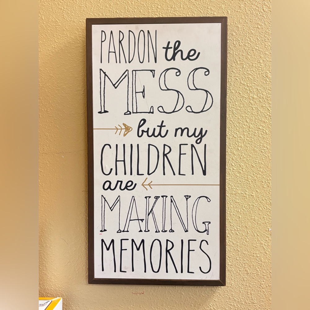 Brown and White Wall Decor Sign (11x21 ins) Please notice the marks on the sign.